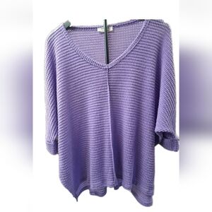 Zenana Purple S Sleeve Waffle Knit Top Size: S/M  Oversized Fit
